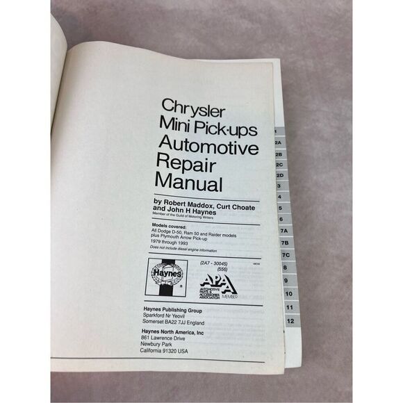 Haynes DODGE RAM PICKUPS & RAIDER 1979 thru 1991 Automotive Repair Manual - Picture 3 of 7